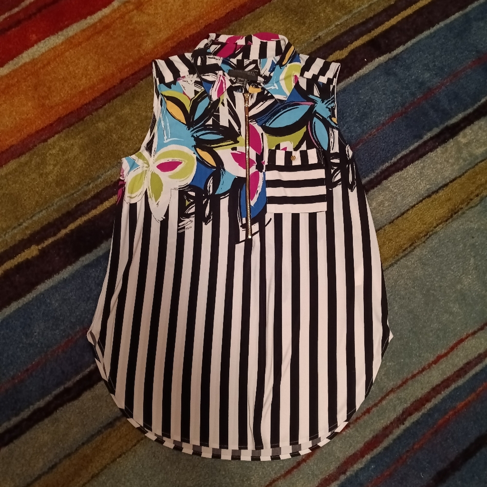Frank Lyman Striped Floral Top Sz 12